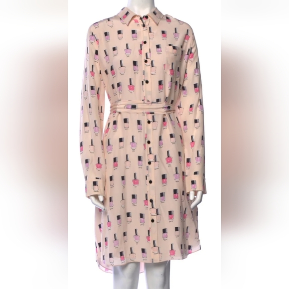Kate Spade VERY RARE 100% SILK Nail Polish Print Shirt Dress with Belt XXL NWOT - Picture 1 of 5